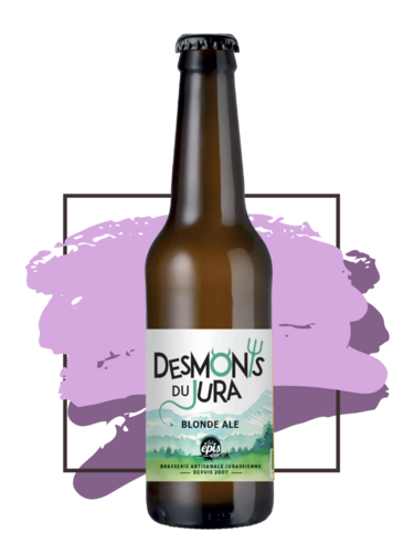 Desmonts du Jura : Blonde Ale - Une bière facile à boire, rafraichissante, avec des arômes de malt et de houblons légers et fruités avec une amertume douce.